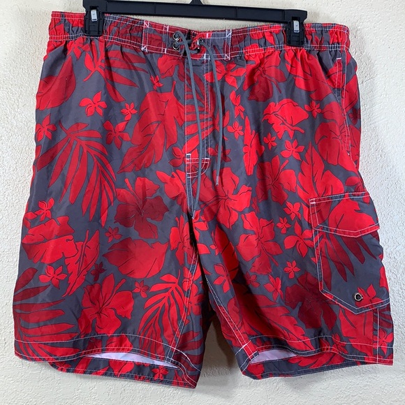 Sonoma Mens Swim Shorts Xl Red Gray 
